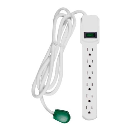 Gogreen Outlet Tap, Surge, 5-15R, 6 ft., White GG-16106MS